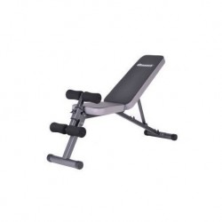 Combo de Banca GP680 + Juego de Barras Cromadas para Mancuerna con 2 Seguros Gimpack-Plateado + Discos de 5 kg