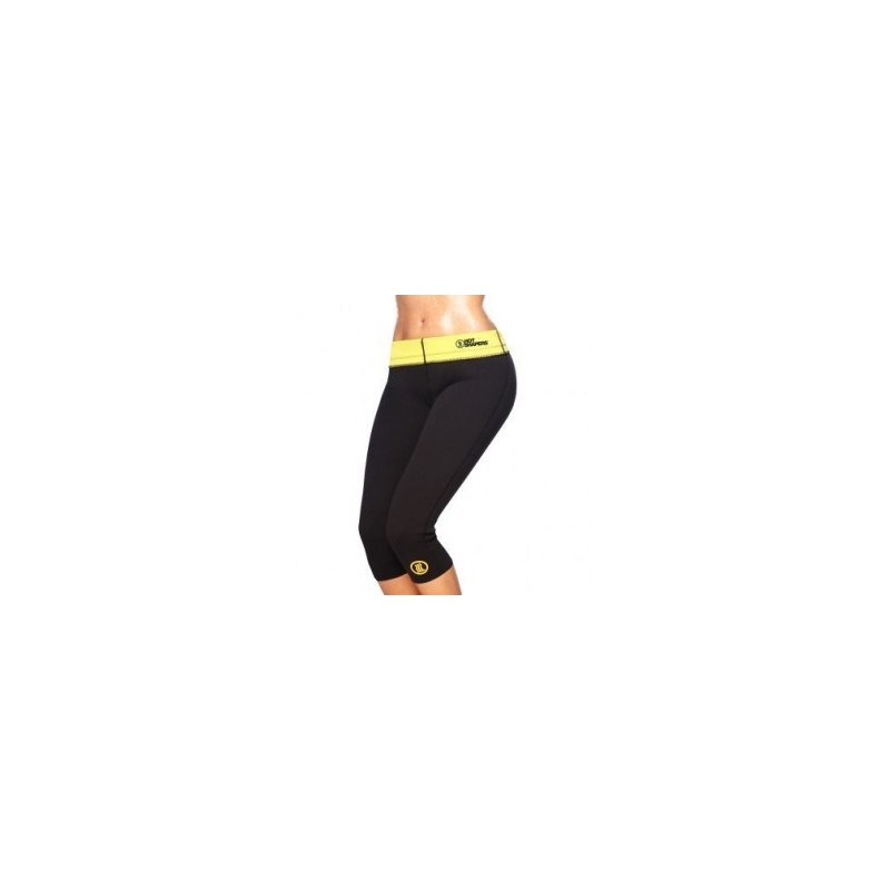 Pantalon HOT SHAPERS Termico Capri pra Mujer-Negro con Amarillo