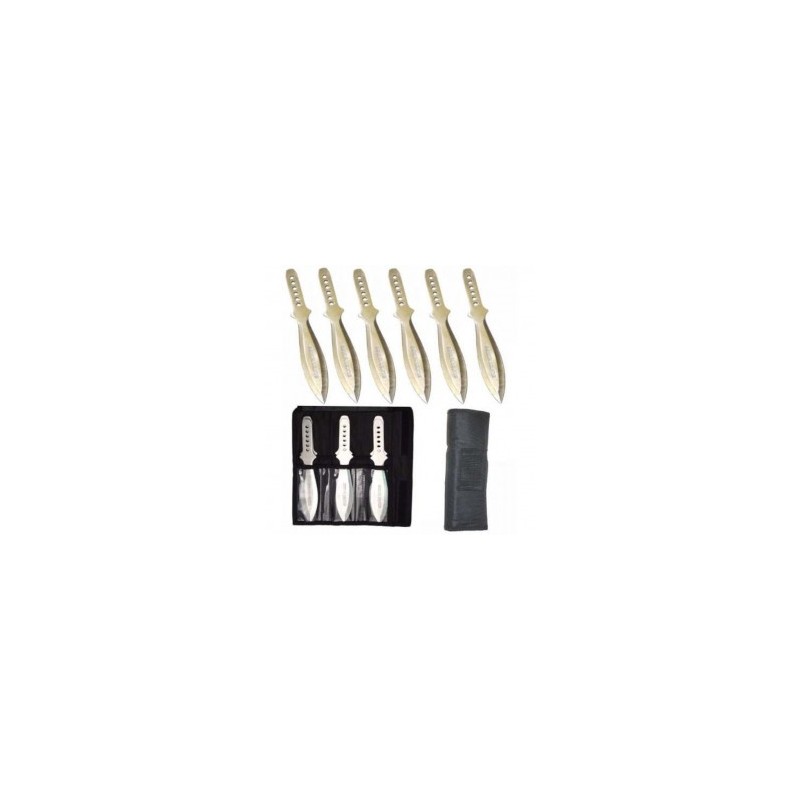 Set De 6 Cuchillos Para Lanzar Silver Wings Funda Lona