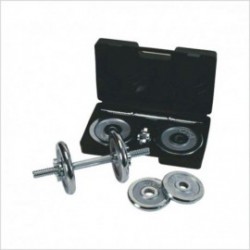 Juego De 2 Mancuernas fitness station DBS-1203 Cromadas 18 Kg En Estuche - Multicolor